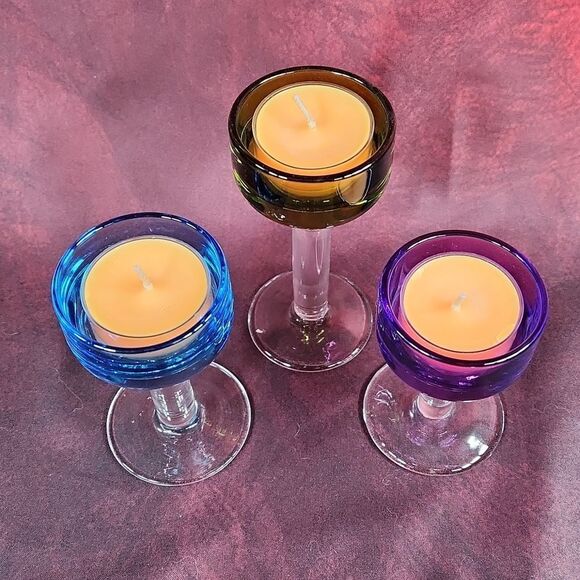 🩵NIB Partylite Color Spots Tealight Candle Holder Trio - Picture 3 of 9